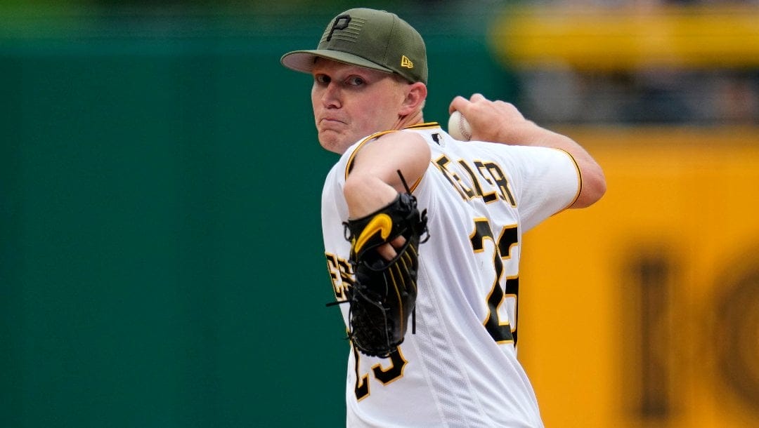 Pittsburgh Pirates starting pitcher Mitch Keller delivers during the second inning of a baseball game against the Arizona Diamondbacks in Pittsburgh, Saturday, May 20, 2023.