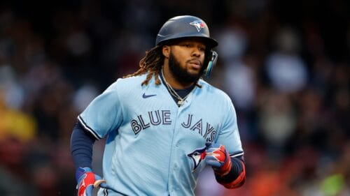 Toronto Blue Jays' Vladimir Guerrero Jr. plays against the Boston Red Sox during the fourth inning of a baseball game, Thursday, May 4, 2023, in Boston.