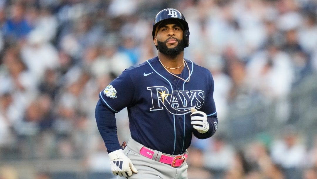 Tampa Bay Rays' Yandy Diaz during the first inning of a baseball game against the New York Yankees Friday, May 12, 2023, in New York.