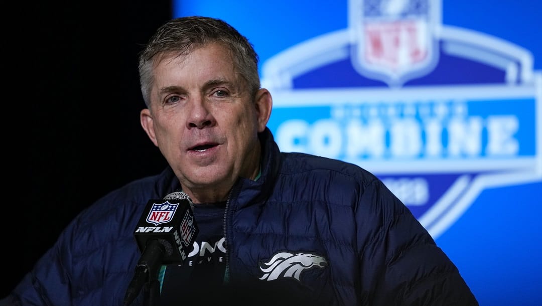Denver Broncos head coach Sean Payton speaks during a press conference at the NFL football scouting combine in Indianapolis, Tuesday, Feb. 28, 2023.