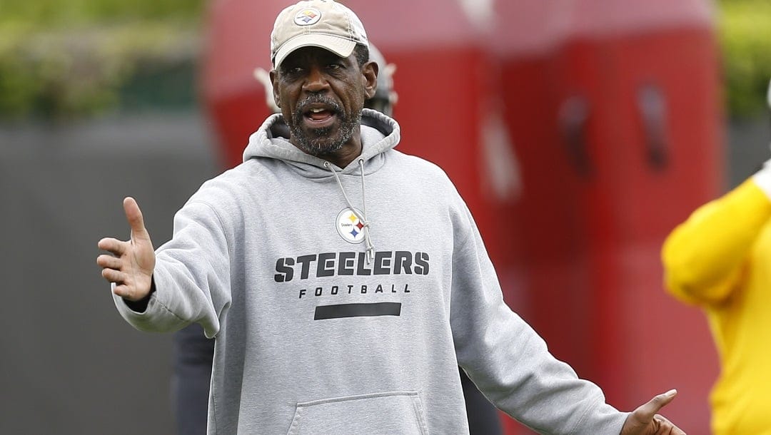 Pittsburgh Steelers defensive line coach John Mitchell speaks during an NFL football rookie minicamp, Friday, May 12, 2017, in Pittsburgh. The longtime Steelers assistant coach retired on Wednesday, Feb. 15, 2023, after nearly three decades with the club.