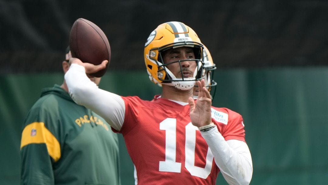 Green Bay Packers' Jordan Love throws during an NFL football mini camp practice session Wednesday, June 14, 2023, in Green Bay, Wis.