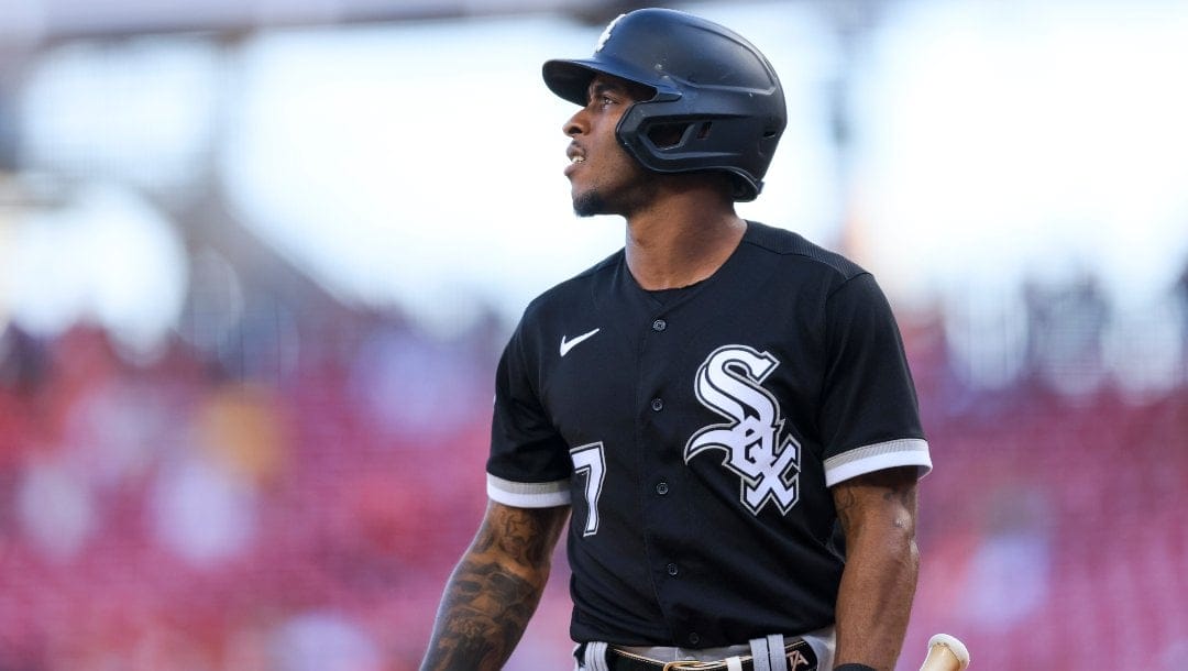 Chicago White Sox's Tim Anderson walks to the dugout during a baseball game against the Cincinnati Reds in Cincinnati, Friday, May 5, 2023. The Chicago White Sox won 5-4.