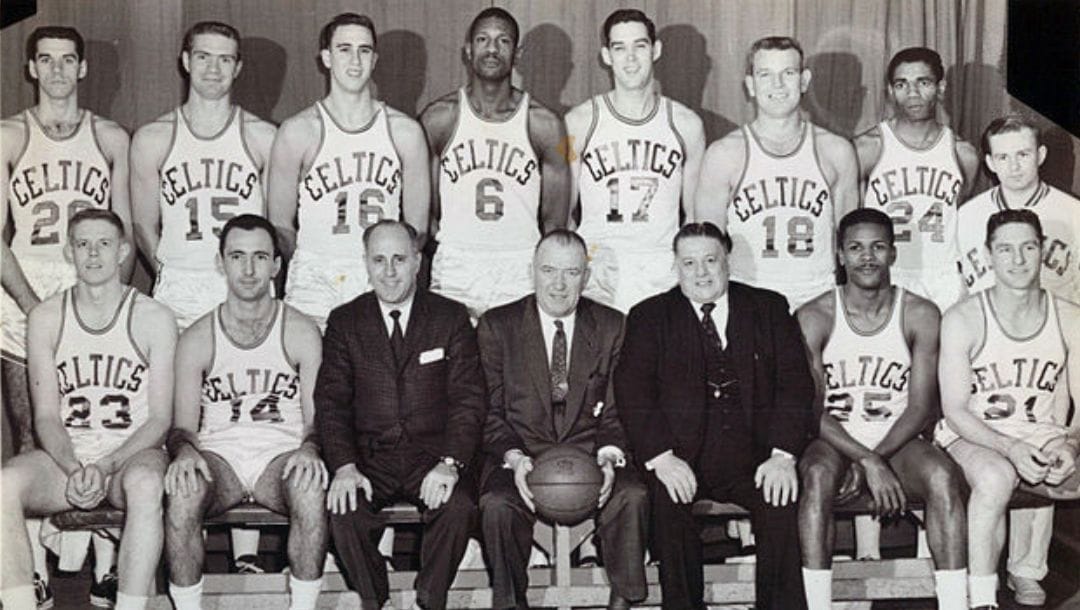 Photo of the 1959-60 Boston Celtics team that won its 3rd NBA title.