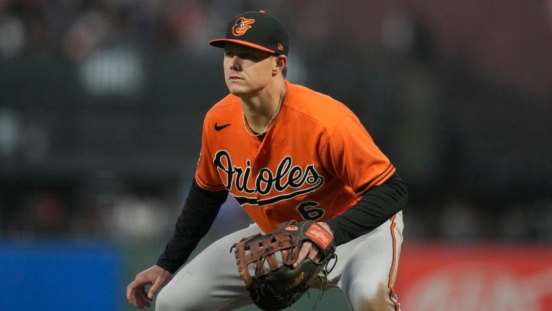Baltimore Orioles' Ryan Mountcastle during a baseball game against the San Francisco Giants in San Francisco, Saturday, June 3, 2023.