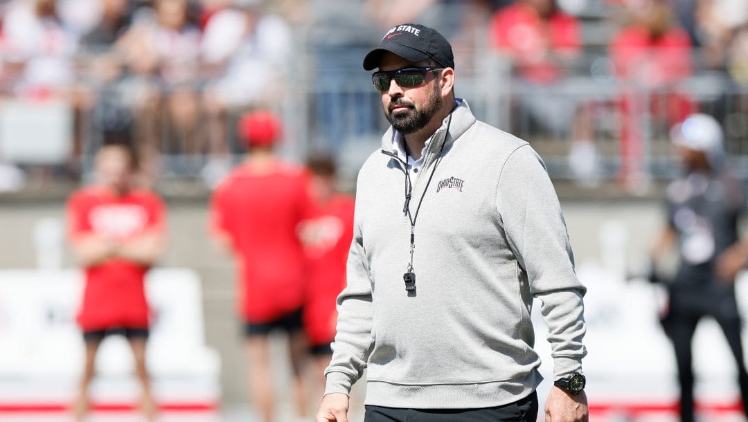 Ohio State head coach Ryan Day during their NCAA college football Spring game Saturday, April 15, 2023, in Columbus, Ohio.