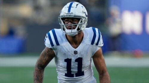 Indianapolis Colts wide receiver Michael Pittman Jr. (11) during the second half of an NFL football game against the New York Giants, Sunday, Jan. 1, 2023, in East Rutherford, N.J. (AP Photo/Seth Wenig)