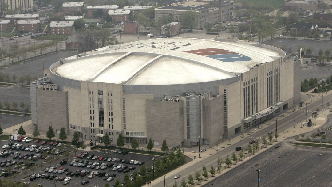 This is an aerial photograph of the United Center taken Monday, May 1, 2006, in Chicago.