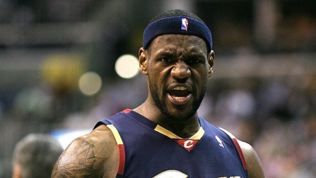 LeBron James of the Cleveland Cavaliers during an NBA game in April 2007.