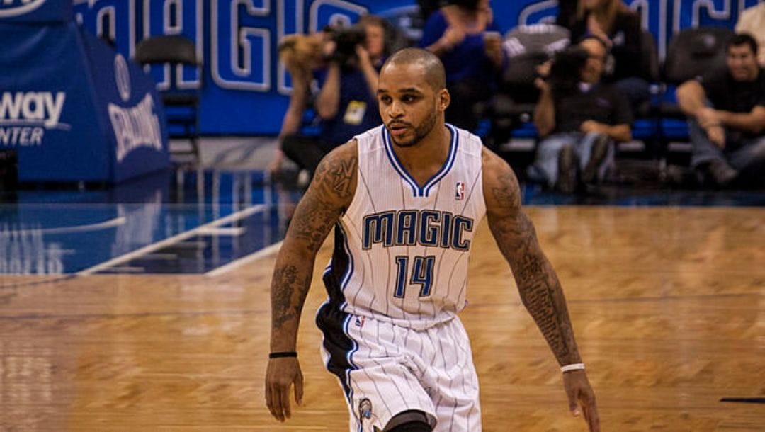 Jameer Nelson of the Orlando Magic seeing action during an NBA game in December 2012.