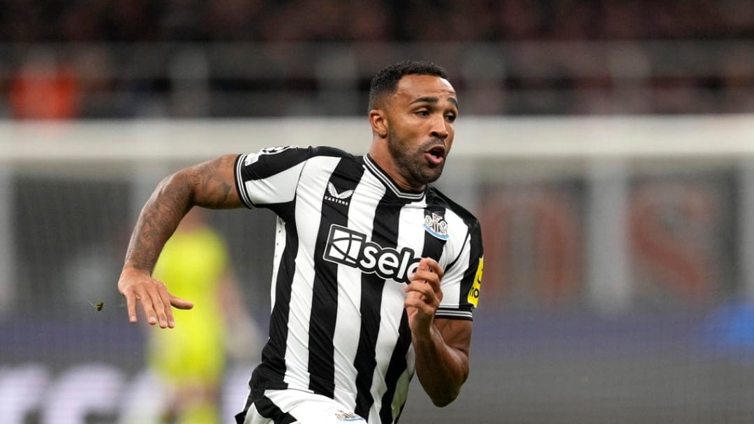 Newcastle's Callum Wilson controls the ball during the Champions League group F soccer match between AC Milan and Newcastle at the San Siro stadium in Milan, Italy, Tuesday, Sept. 19, 2023.