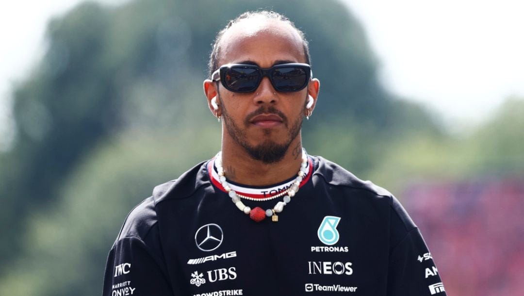 Lewis Hamilton of Mercedes at drivers parade before the Formula 1 Italian Grand Prix at Autodromo Nazionale di Monza in Monza, Italy on September 3, 2023.