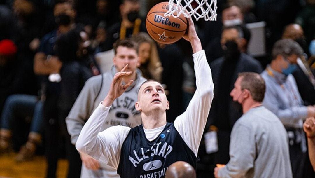 Nikola Jokic of the Denver Nuggets during the 2022 NBA All-Star practice.