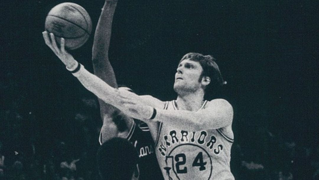 Professional basketball player Rick Barry of the Golden State Warriors during an NBA game in 1976.