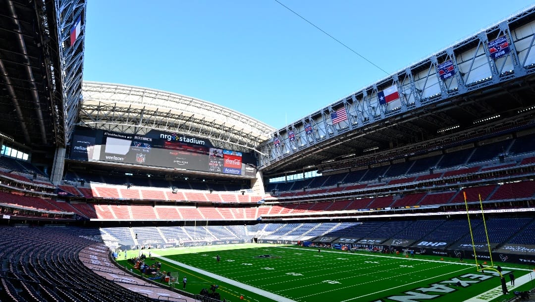 NRG Stadium is seen with an open roof in a general stadium view before an NFL football game between the Tennessee Titans and the Houston Texans, Sunday, Jan. 3, 2021, in Houston.