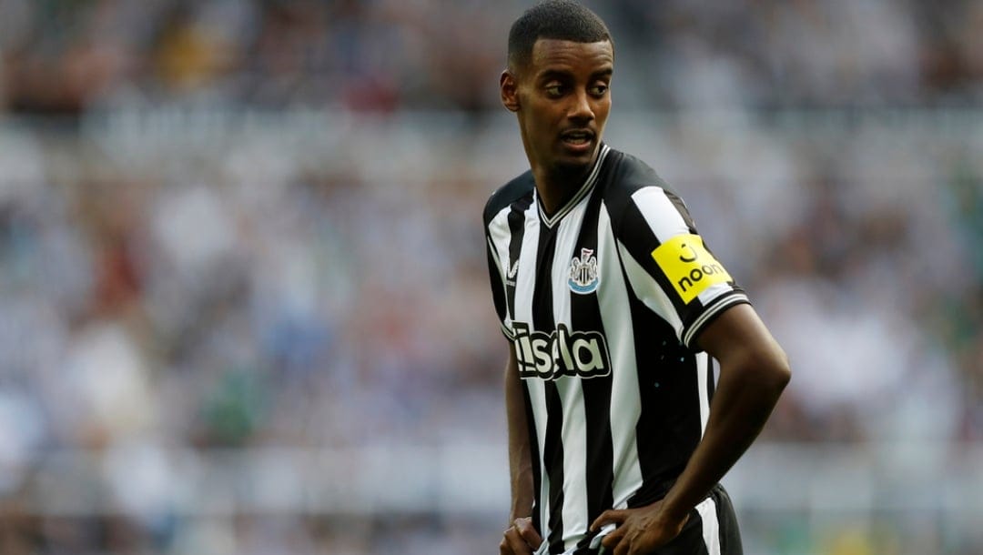 Newcastle's Alexander Isak during the English Premier League soccer match between Newcastle and Aston Villa.