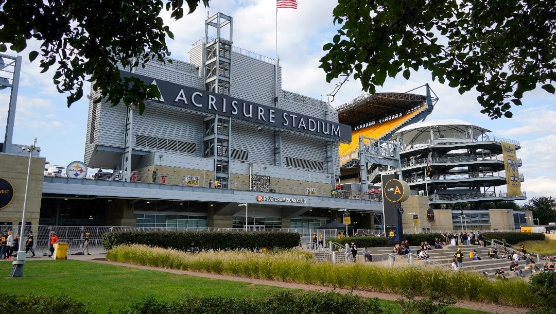 This is Acrisure Stadium before an NFL football game between the Pittsburgh Steelers and the Cleveland Browns in Pittsburgh, Monday, Sept. 18, 2023.