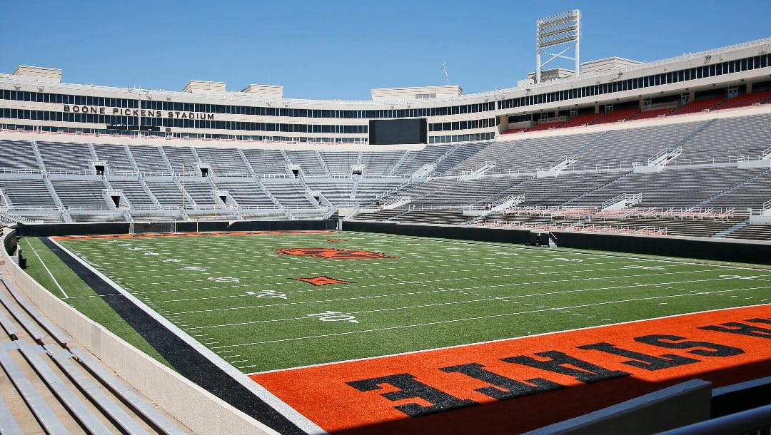 Boone Pickens Stadium, the Oklahoma State University football stadium, is pictured in Stillwater, Okla., Friday, July 22, 2016. Oklahoma State basketball player Tyrek Coger died after a 40-minute team workout on the football stadium stairs in hot weather, Thursday, July 21, 2016.