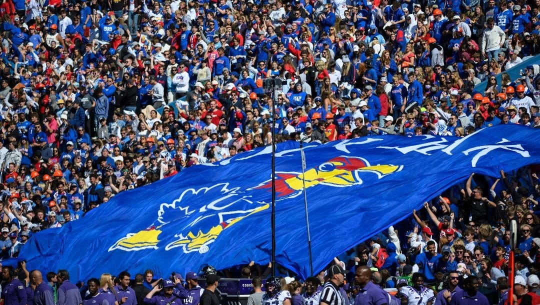 Kansas fans filled David Booth Kansas Memorial Stadium for the third straight time for an NCAA college football game against TCU Saturday, Oct. 8, 2022, in Lawrence, Kan.
