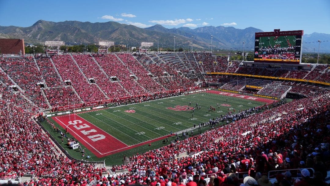 Rice-Eccles Stadium is shown during the second half of an NCAA college football game between Weber State and Utah Saturday, Sept. 16, 2023, in Salt Lake City.