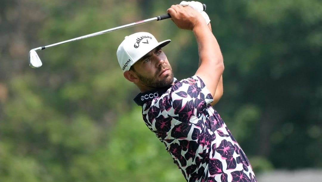 Erik van Rooyen drives during the second round of the Rocket Mortgage Classic golf tournament at Detroit Country Club, Friday, June 30, 2023, in Detroit.