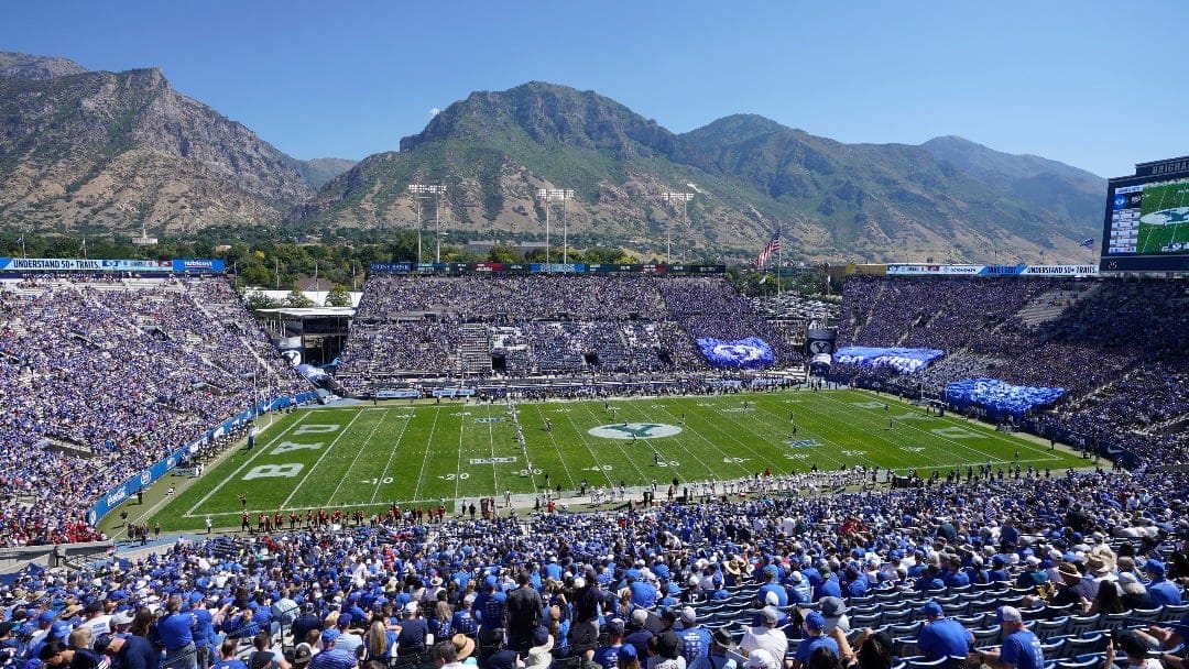 Fans wait for an NCAA college football game between Southern Utah and BYU Saturday, Sept. 9, 2023, in Provo, Utah. (AP Photo/Rick Bowmer)