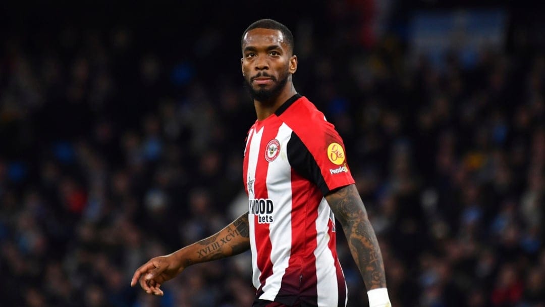 Brentford's Ivan Toney during the English Premier League soccer match between Manchester City and Brentford at Etihad stadium in Manchester, England, Tuesday, Feb. 20, 2024.