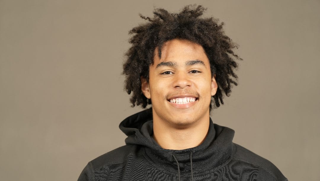 Holy Cross wide receiver Jalen Coker poses for a portrait at the NFL football Combine, Wednesday, Feb. 28, 2024, in Indianapolis.