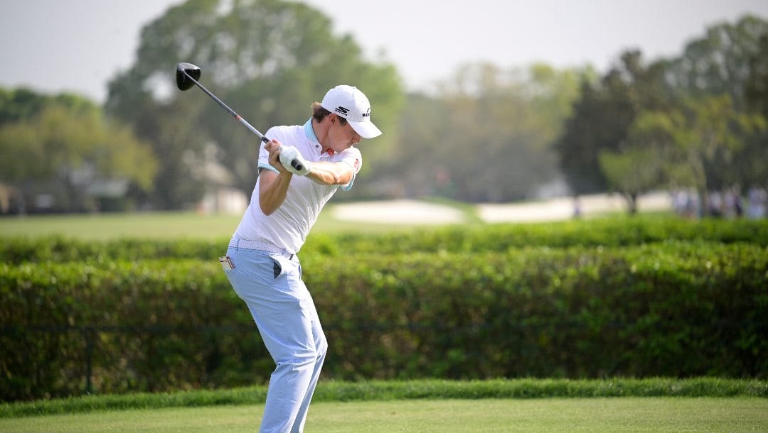 Matt Fitzpatrick, of England, winds up to hit his tee shot on the 15th hole during the second round of the Arnold Palmer Invitational golf tournament, Friday, March 3, 2023, in Orlando, Fla.