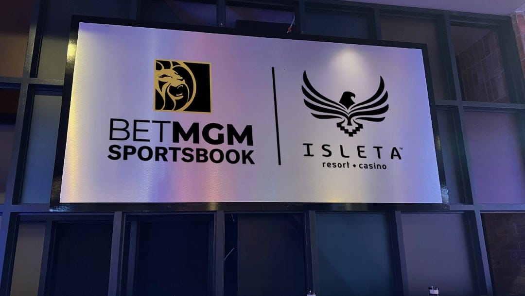 Sign of BetMGM sportsbook at the Isleta resort and casino