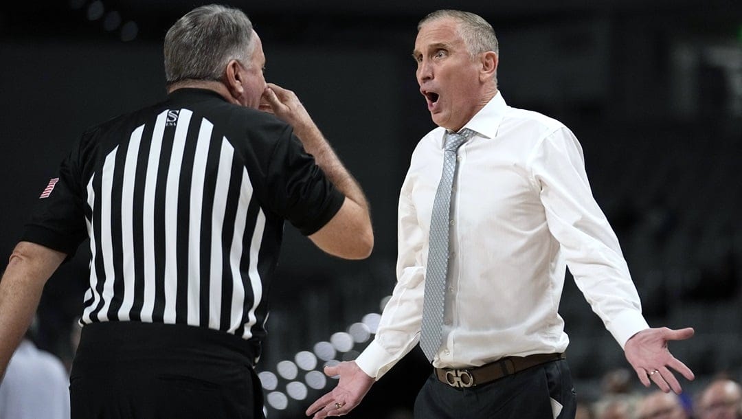 Arizona State coach Bobby Hurley reacts after an official issued a technical foul on player sitting on the bench during the second half of the team's NCAA college basketball game against TCU in Fort Worth, Texas, Saturday, Dec. 16, 2023.