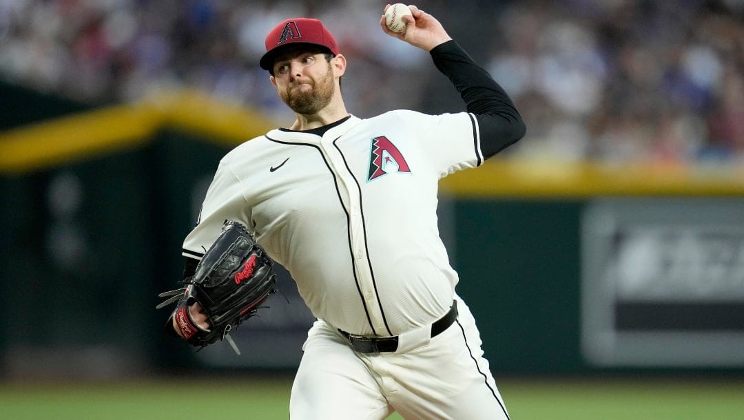 Arizona Diamondbacks starting pitcher Jordan Montgomery throws against the Los Angeles Dodgers during the second inning of a baseball game Wednesday, May 1, 2024, in Phoenix.