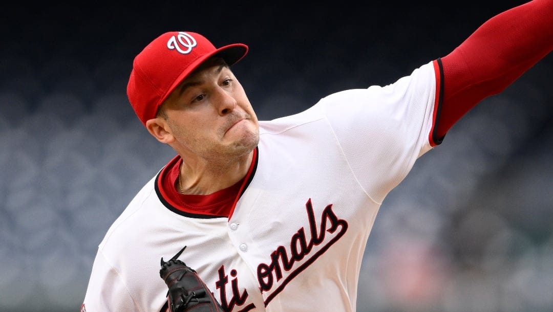 Washington Nationals starting pitcher Patrick Corbin throws during the first inning of a baseball game against the New York Mets, Wednesday, June 5, 2024, in Washington. (AP Photo/Nick Wass)