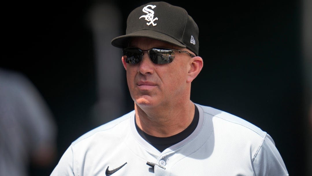 Chicago White Sox manager Pedro Grifol watches against the Detroit Tigers in the fourth inning of a baseball game, Sunday, June 23, 2024, in Detroit.