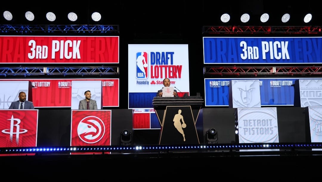 The Houston Rockets get the 3rd overall pick during the 2024 NBA Draft Lottery on May 12, 2024 at McCormick Convention Center in Chicago, Illinois.