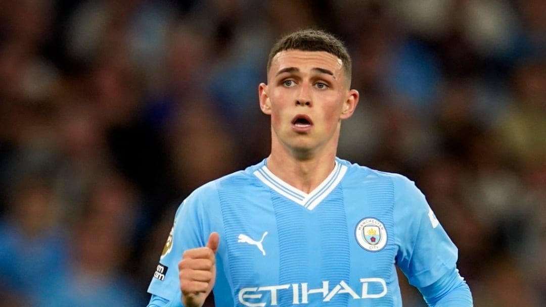 Manchester City's Phil Foden runs during the English Premier League soccer match between Manchester City and Newcastle at the Etihad stadium in Manchester, England, Saturday, Aug. 19, 2023.