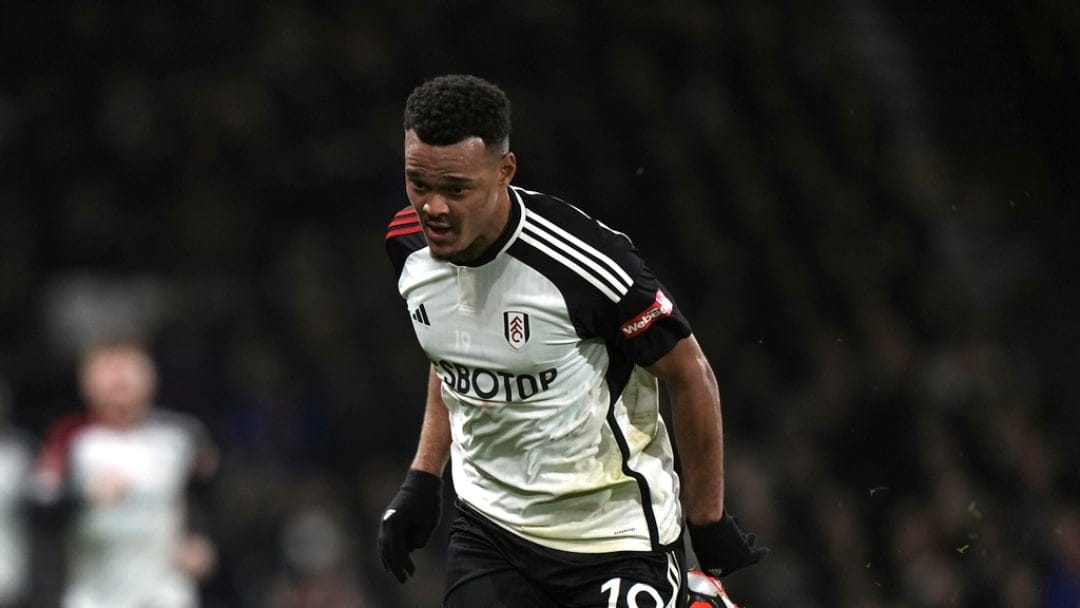 Fulham's Rodrigo Muniz in action during the English FA Cup fourth round match between Fulham and Newcastle United at Craven Cottage In London, Saturday, Jan. 27, 2024.