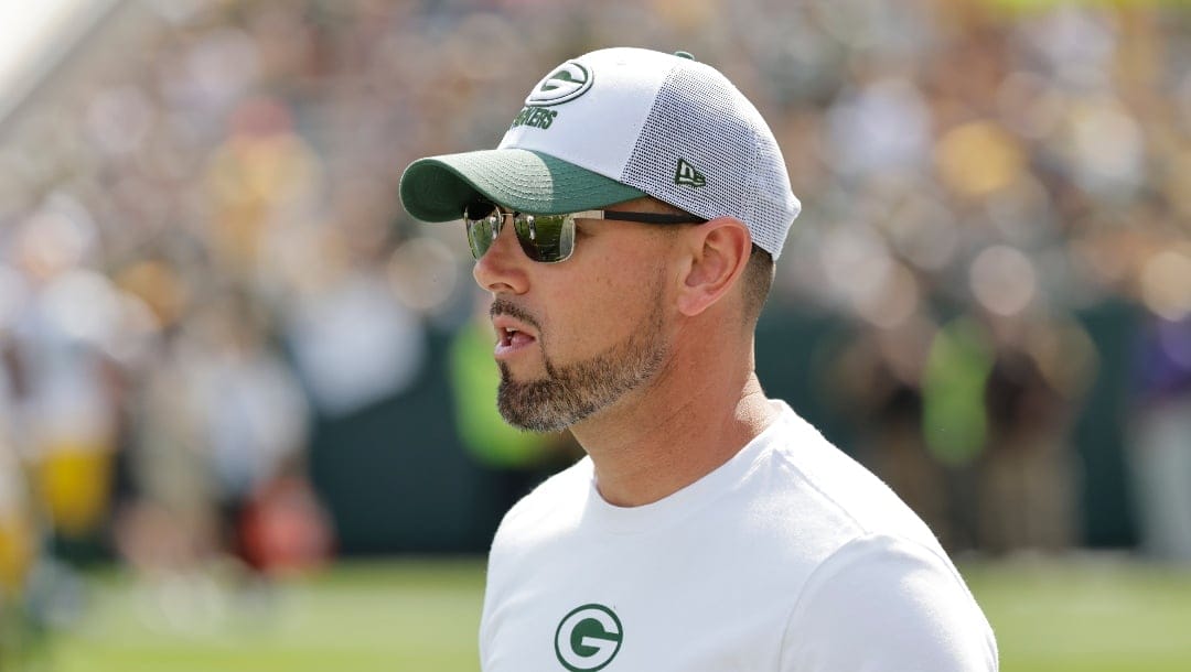 Green Bay Packers head coach Matt LaFleur during a preseason NFL football game against the Baltimore Ravens Saturday, Aug. 24, 2024, in Green Bay, Wis. (AP Photo/Mike Roemer)