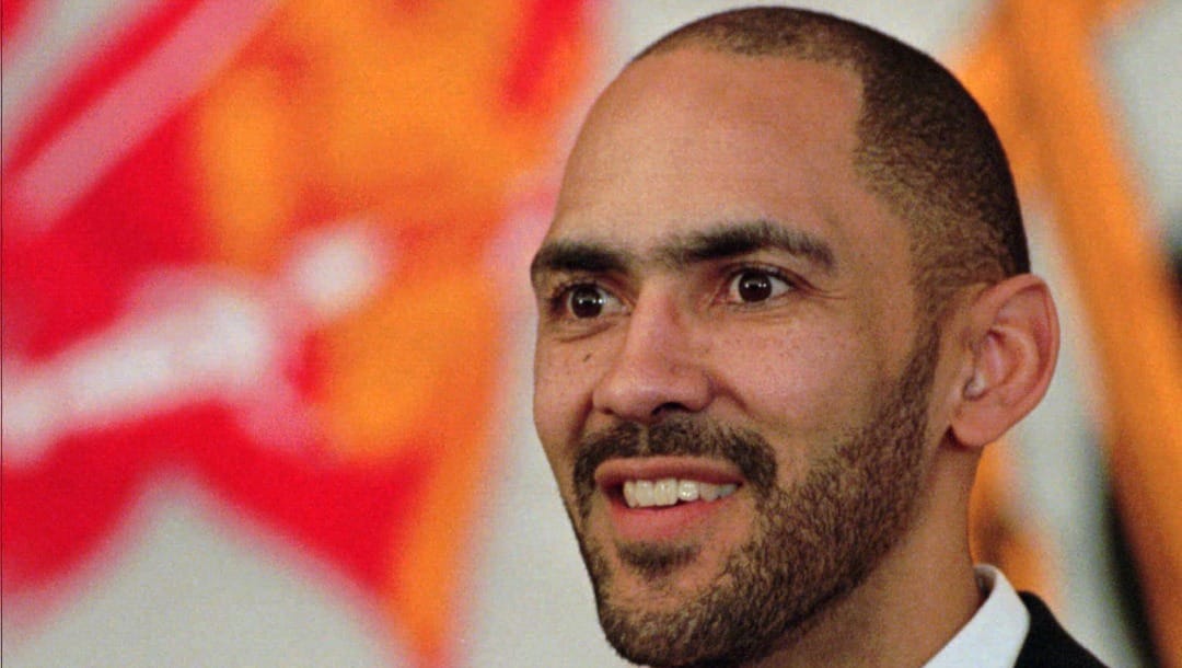 Tony Dungy, former defensive coordinator with the Minnesota Vikings, smiles during a news conference after he was named head coach of the Tampa Bay Buccaneers Monday afternoon Jan. 22, 1996 in Tampa, Fla. Dungy, 40, replaces Sam Wyche, who was fired after leading the Bucs to a 7-9 record in 1995. (AP Photo/Chris O'Meara)