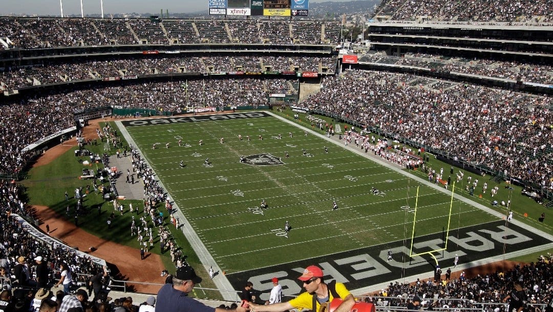 The field of O.co Coliseum is shown during an NFL football game between the Oakland Raiders and the Kansas City Chiefs in Oakland, Calif., Sunday, Oct. 23, 2011.