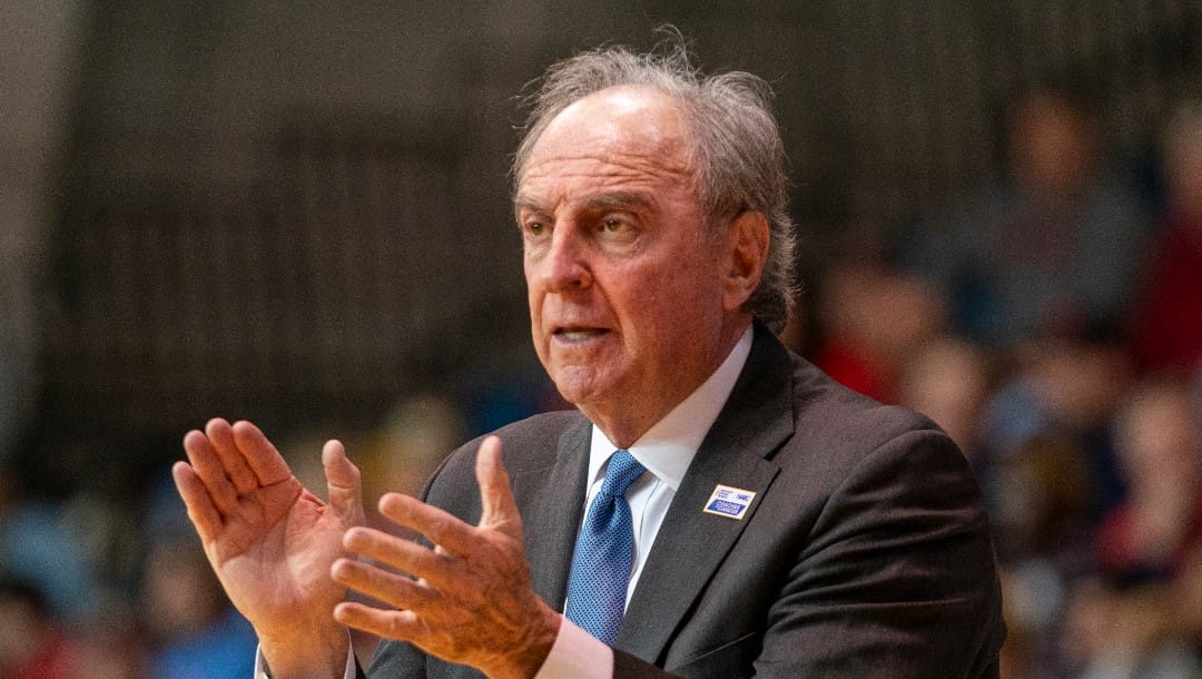 La Salle head coach Fran Dunphy looks on during the NCAA college basketball game against Dayton Tuesday, Jan. 23, 2024, in Philadelphia. Dayton won 66-54. (AP Photo/Chris Szagola)