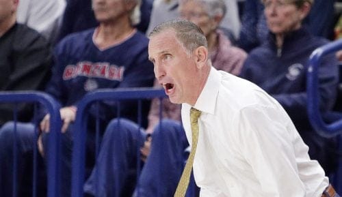 Arizona State head coach Bobby Hurley directs his team during the first half of an NCAA college basketball game against Gonzaga, Sunday, Nov. 10, 2024, in Spokane, Wash. (AP Photo/Young Kwak)