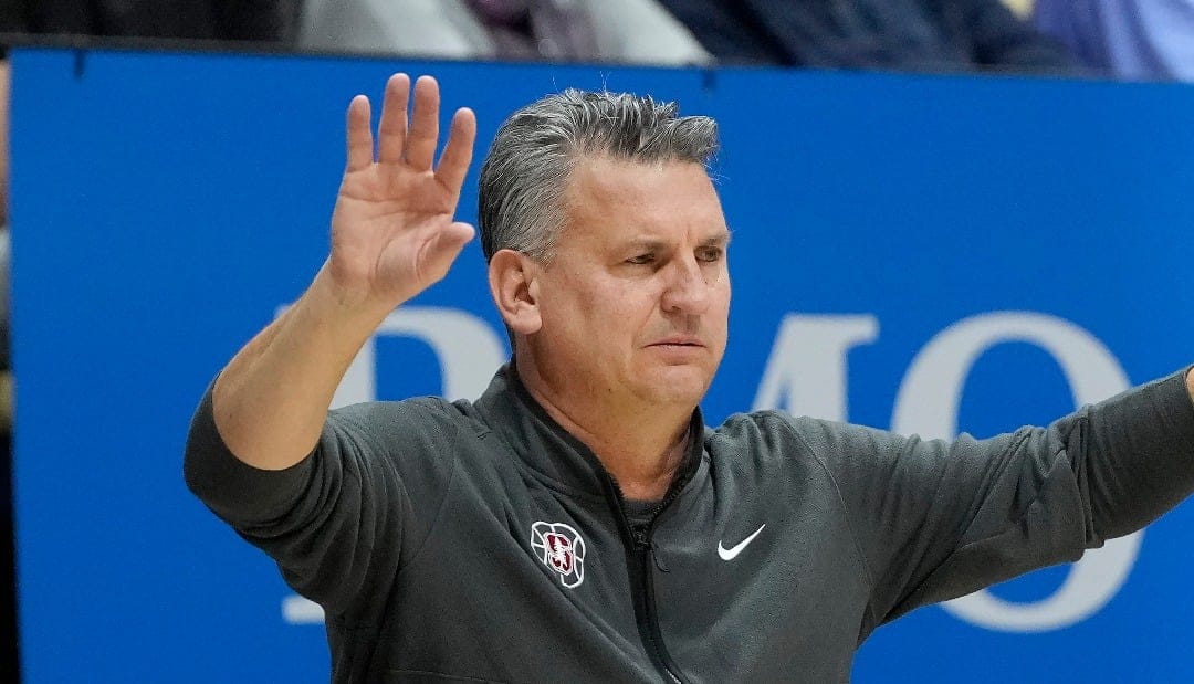 Stanford head coach Kyle Smith during an NCAA college basketball game against California in Berkeley, Calif., Saturday, Dec. 7, 2024. (AP Photo/Jeff Chiu)