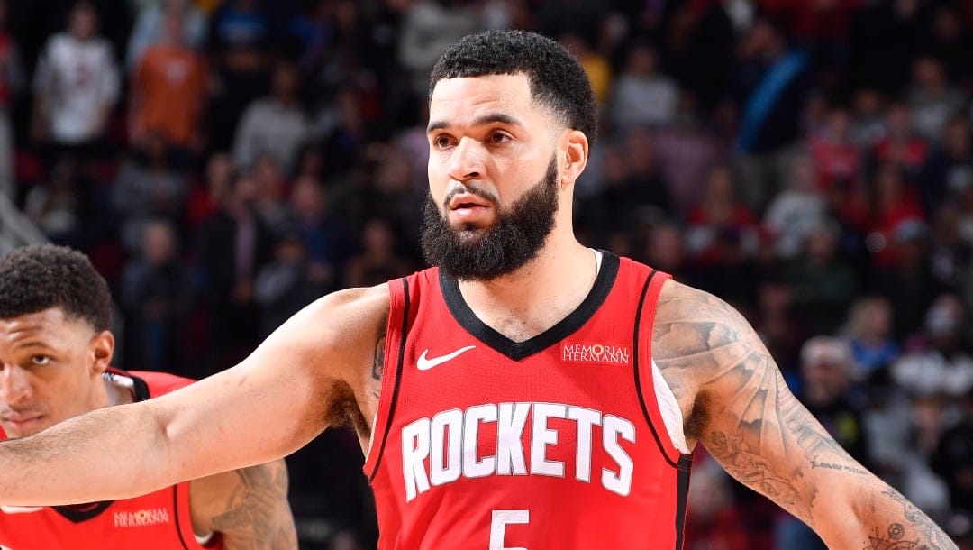 HOUSTON, TX - DECEMBER 1: Fred VanVleet #5 of the Houston Rockets looks on during the game against the Oklahoma City Thunder on December 1, 2024 at the Toyota Center in Houston, Texas. NOTE TO USER: User expressly acknowledges and agrees that, by downloading and or using this photograph, User is consenting to the terms and conditions of the Getty Images License Agreement. Mandatory Copyright Notice: Copyright 2024 NBAE