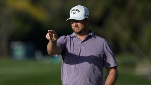 Brice Garnett lines up his putt on the 11th green during the Mexico Open golf tournament's second round in Puerto Vallarta, Mexico, on April 28, 2023. Garnett won the Puerto Rico Open on Sunday, March 10, 2024, to secure a PGA Tour card for three years.