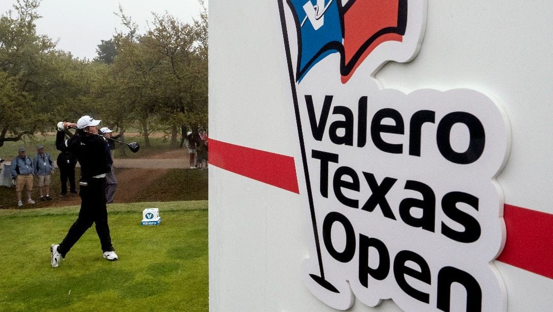 Golfer S.H. Kim, South Korea, tees off on the tenth hole moments before play was suspended due to heavy fog during the first round of the Valero Texas Open golf tournament, Thursday, March 30, 2023, in San Antonio.