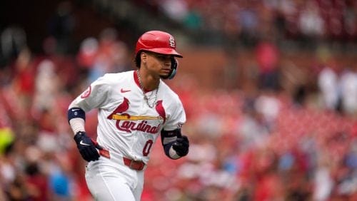 St. Louis Cardinals' Masyn Winn rounds the bases after hitting a solo home run during the third inning of a baseball game against the Cincinnati Reds Thursday, Sept. 12, 2024, in St. Louis.