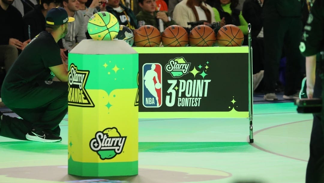 A general view of the Starry 3-Point Contest as a part of State Farm All-Star Saturday Night on Saturday, February 17, 2024 at Lucas Oil Stadium in Indianapolis, Indiana.