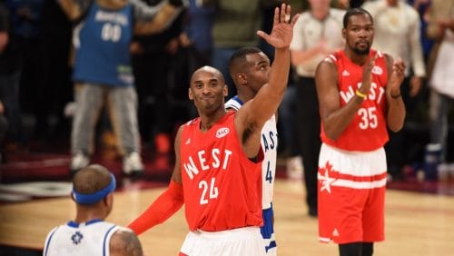 FEBRUARY 14: NBA player Kobe Bryant attend the 2016 NBA All-Star Game at Air Canada Centre on February 14, 2016 in Toronto, Canada.