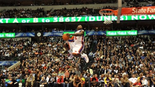 Nate Robinson of the New York Knicks dunks during the Sprite Slam Dunk Contest on All-Star Saturday Night, as part of 2010 NBA All-Star Weekend at American Airlines Center on February 13, 2010 in Dallas, Texas.